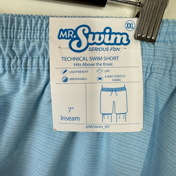 Mr. Swim Pastel Blue Striped Technical Swim Short NWT Size 2XL - Picture 9 of 9